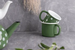 Sallys Emaille Tasse - pastell klein gepunktet