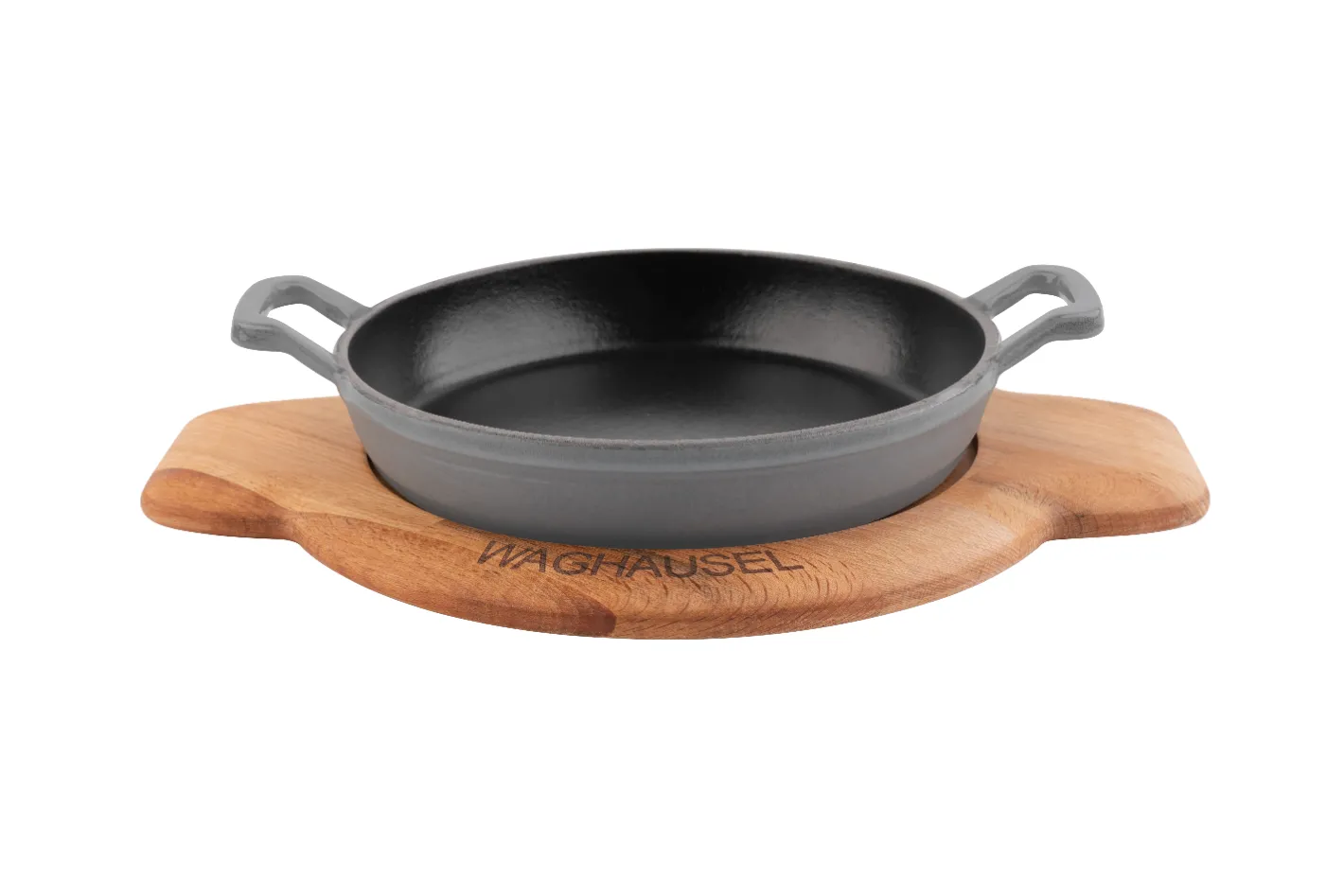 Sallys Gusseisen - Servierpfanne rund Ø 20 cm - mit Echtholzuntersetzer