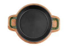 Sallys Gusseisen - Servierpfanne rund Ø 20 cm - mit Echtholzuntersetzer