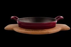 Sallys Gusseisen - Servierpfanne rund Ø 20 cm - mit Echtholzuntersetzer