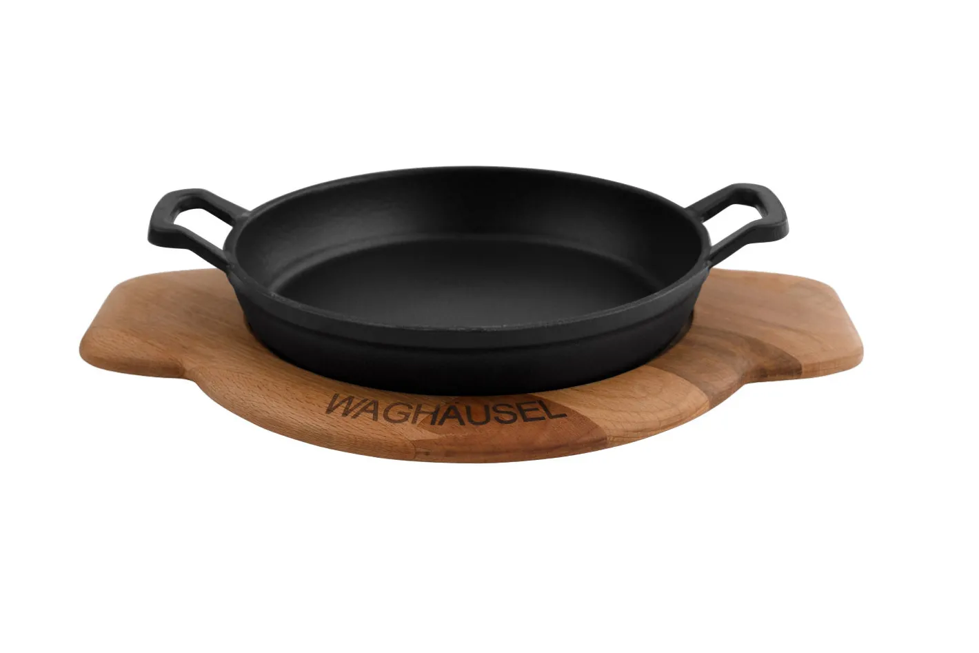 Sallys Gusseisen - Servierpfanne rund Ø 20 cm - mit Echtholzuntersetzer