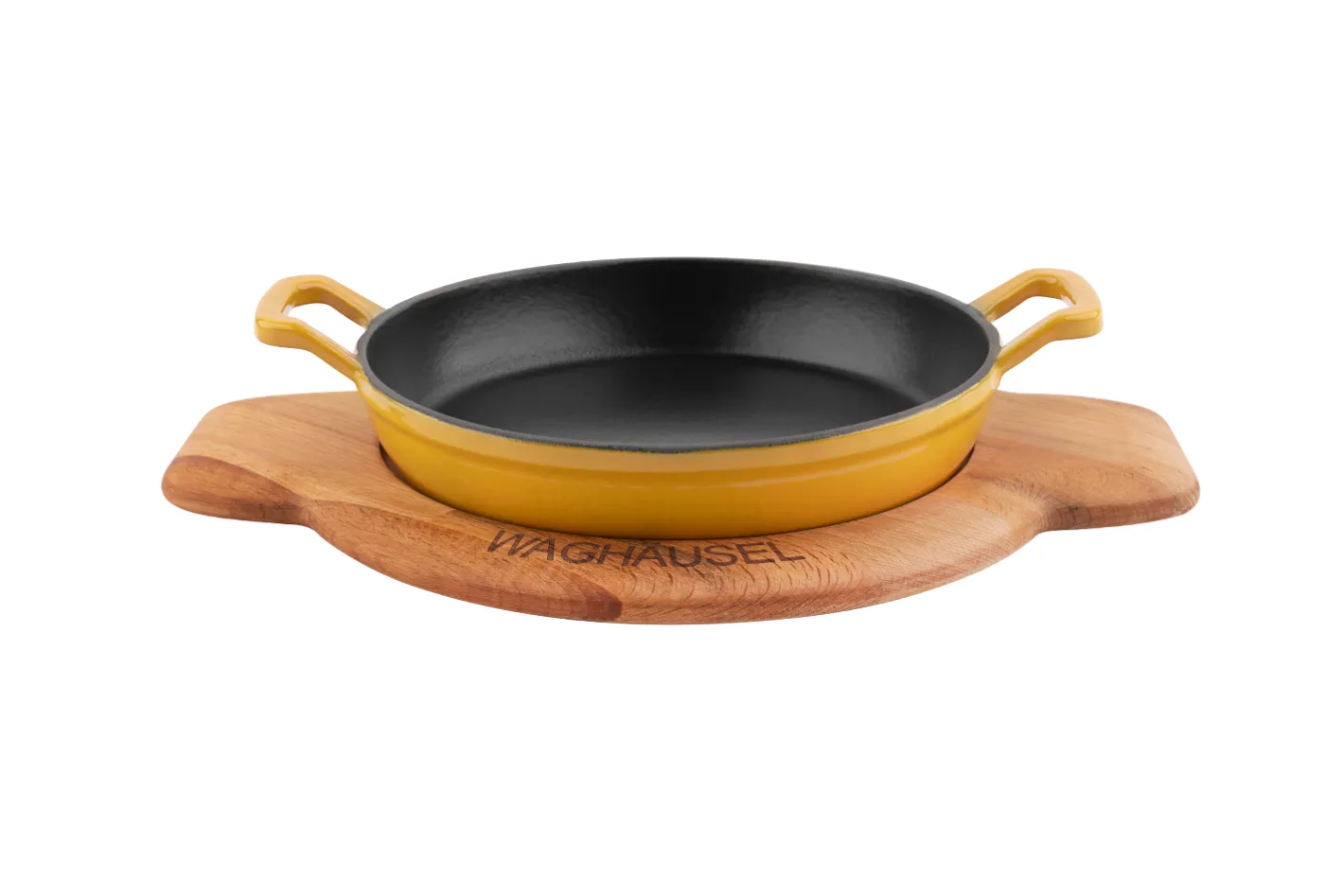 Sallys Gusseisen - Servierpfanne rund Ø 20 cm - mit Echtholzuntersetzer