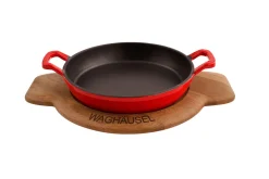 Sallys Gusseisen - Servierpfanne rund Ø 20 cm - mit Echtholzuntersetzer