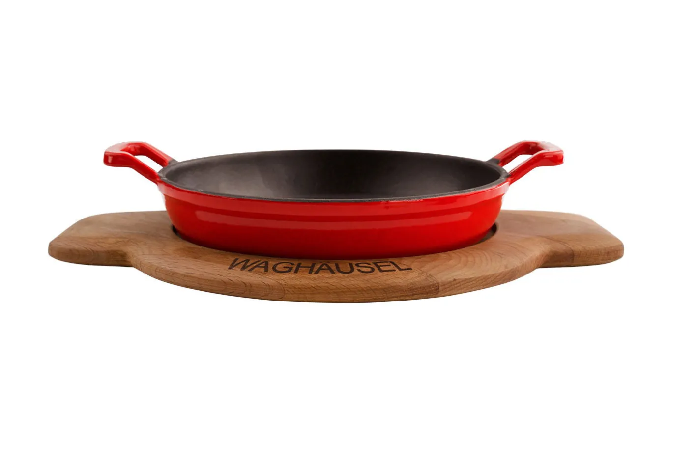 Sallys Gusseisen - Servierpfanne rund Ø 20 cm - mit Echtholzuntersetzer