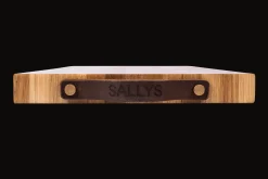 Sallys Hartblock Schneidebrett mit Büffelledergriff