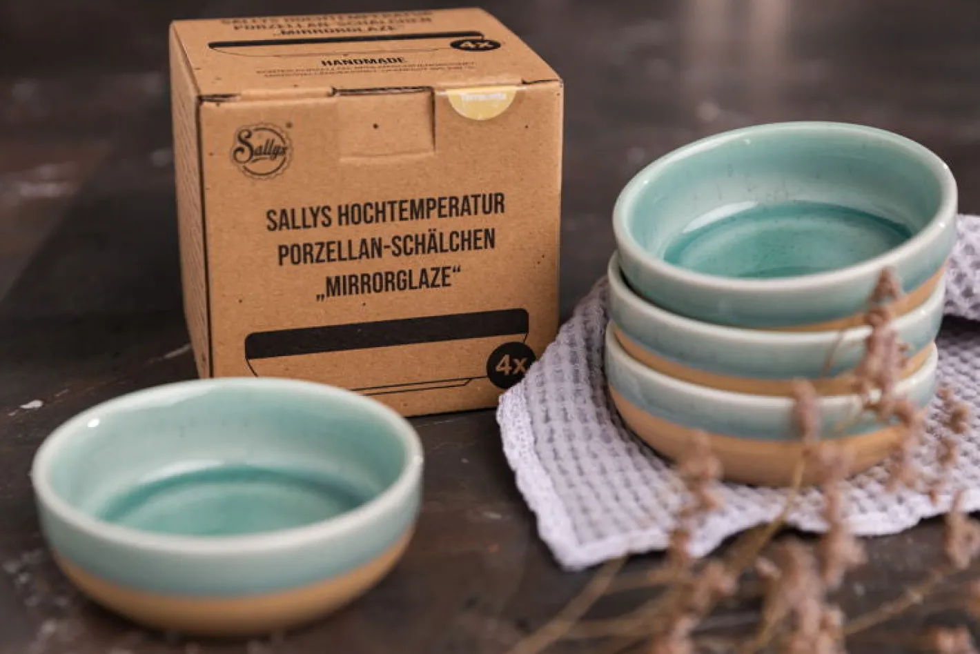 Sallys Hochtemperatur Porzellan Schälchen "Mirrorglaze" - 4er Set