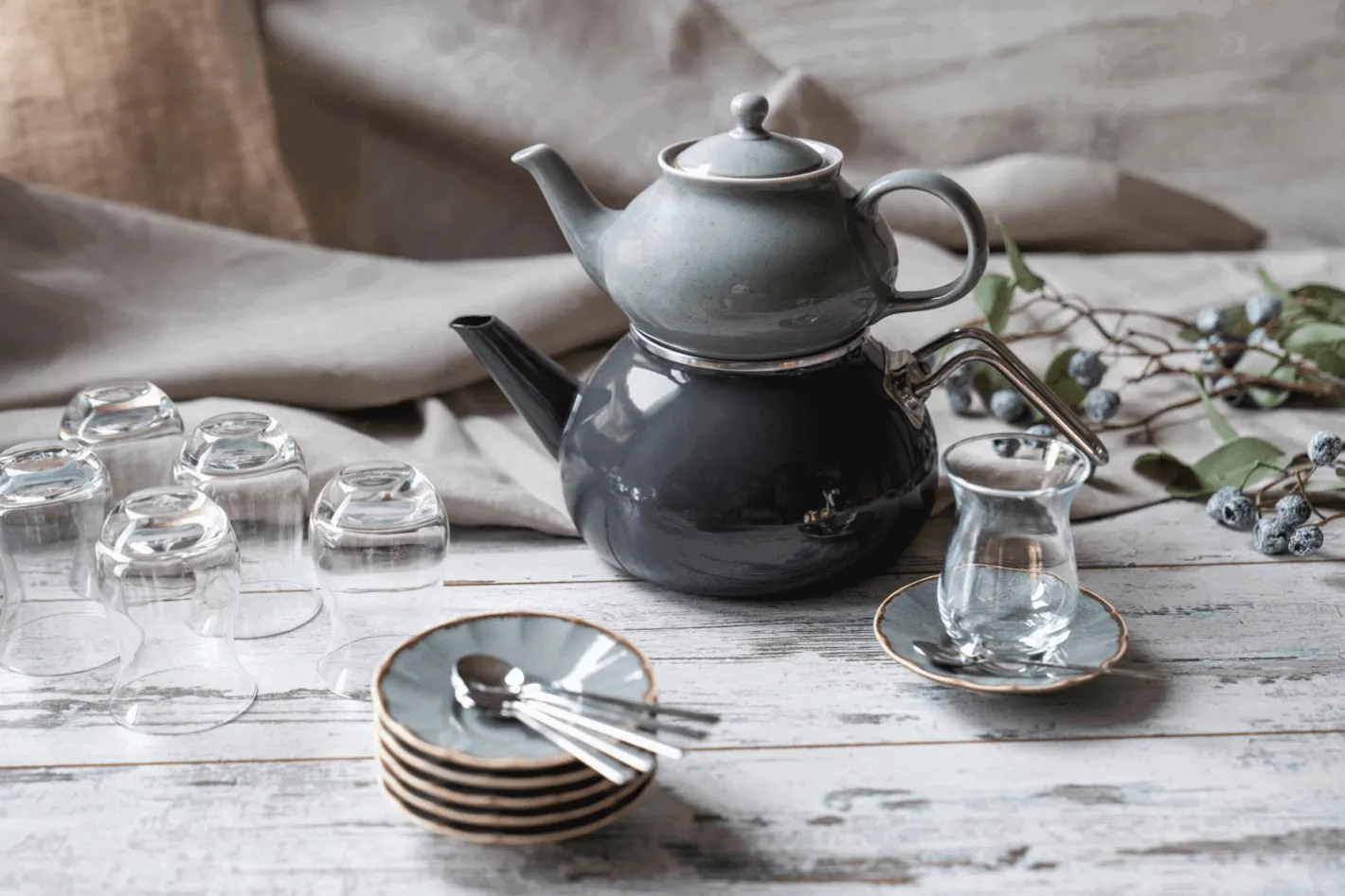 Sallys Teeglas Set - bauchig